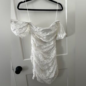 NWT Ruched White Lace Dress